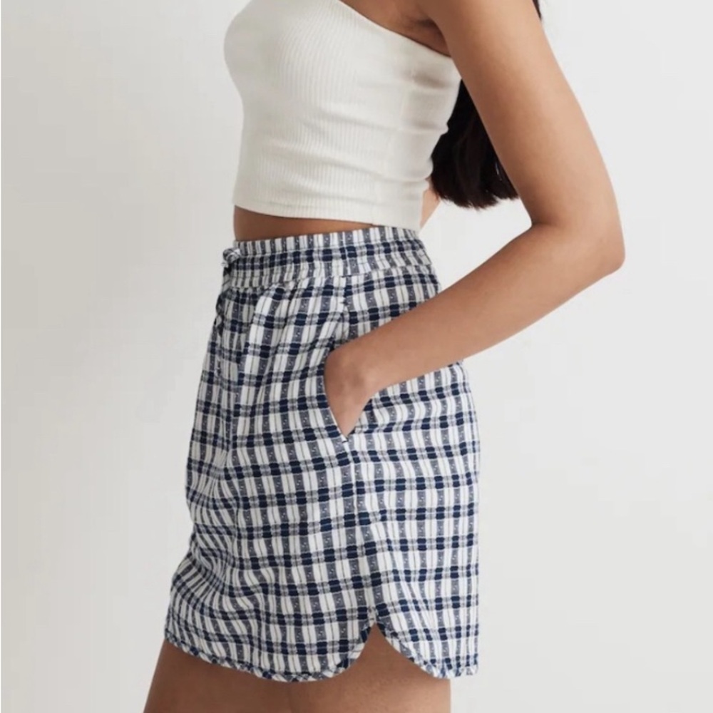 Madewell Gingham Cottage core Mini check mini skirt blue white small - Picture 4 of 8